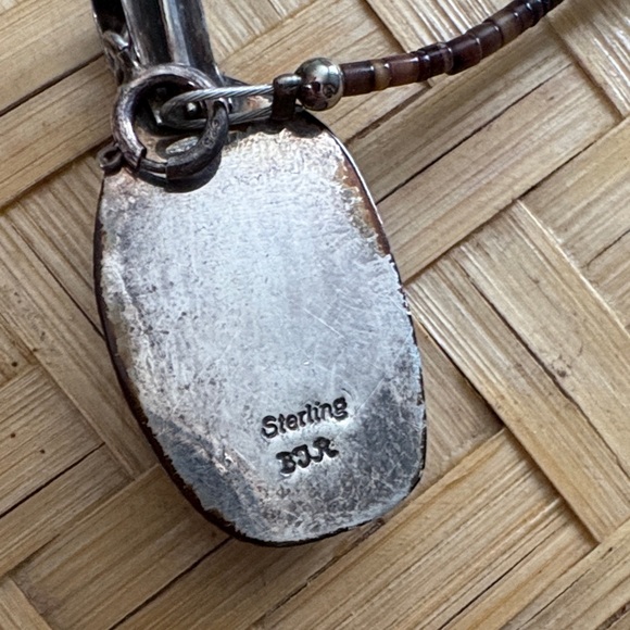 Sterling 925 Turquoise and Brown Beaded Necklace - Picture 3 of 9